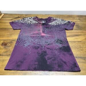 Affliction L Large Womens Short Sleeve T Shirt Graphic Tee Wings Cross USA